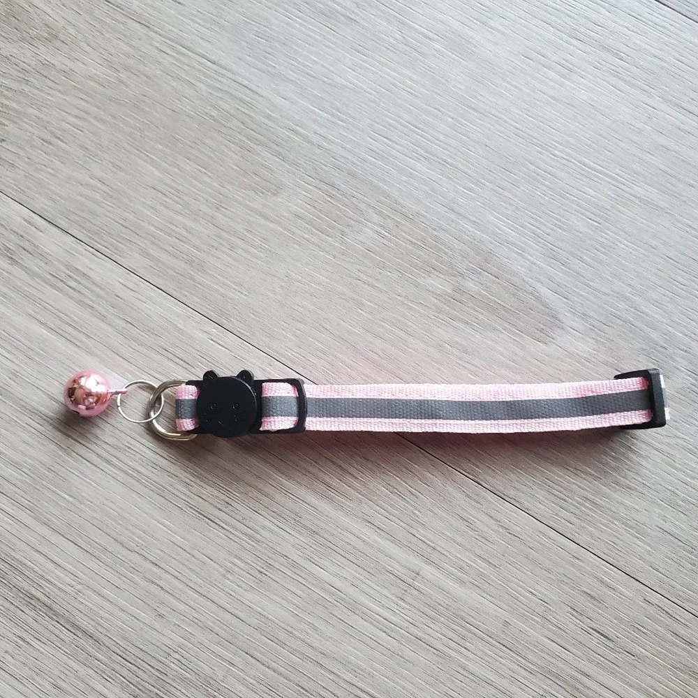 NEW Light Pink Adult Reflective-Breakaway Cat Collar with Bell
